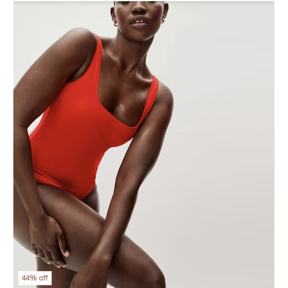 Everlane Womens Size XXL Red The Square Neck One-Piece Swimsuit